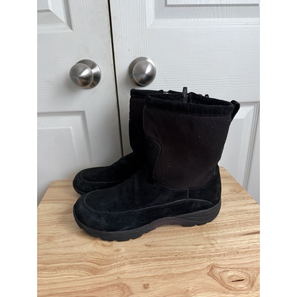 L.L. Bean Black Boots Primaloft Insulated Suede Fleece Side Zip Men's 9.5 Wide